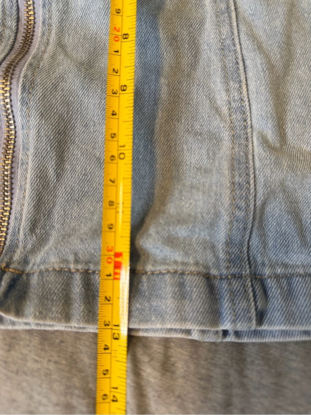 Light Blue Denim Zip-Front Mini Skirt
